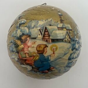 Ornament Paper Mache Candy Holder Vintage West German Christmas Tree Decor